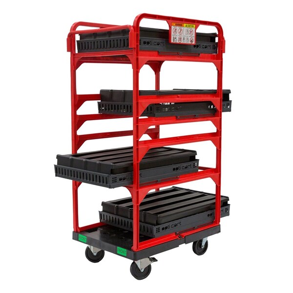 Effizient 23 in Beverage Cart, 2 swivel casters w/brake, 2 swivel casters. 4 shelves, 4 beverage inserts EF23RCBEV - main